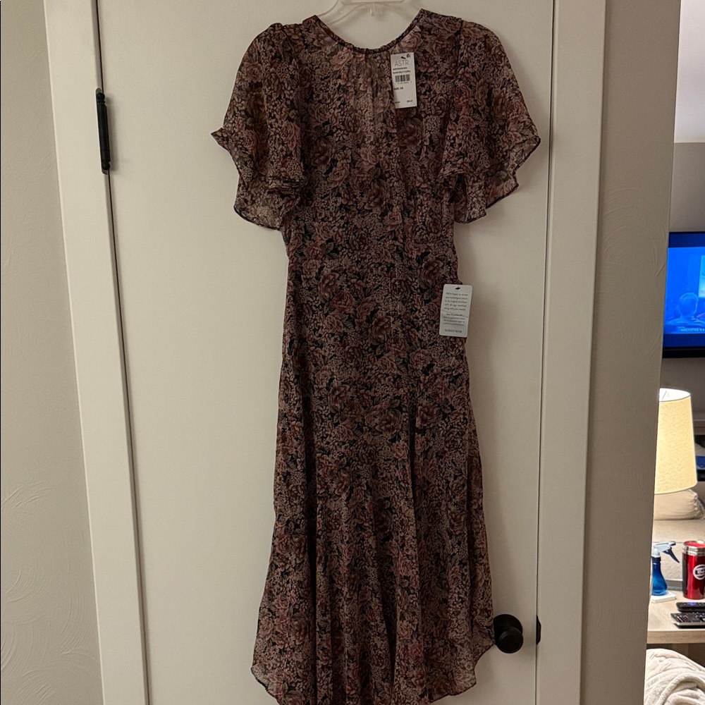 Elegant Floral Pink Dress